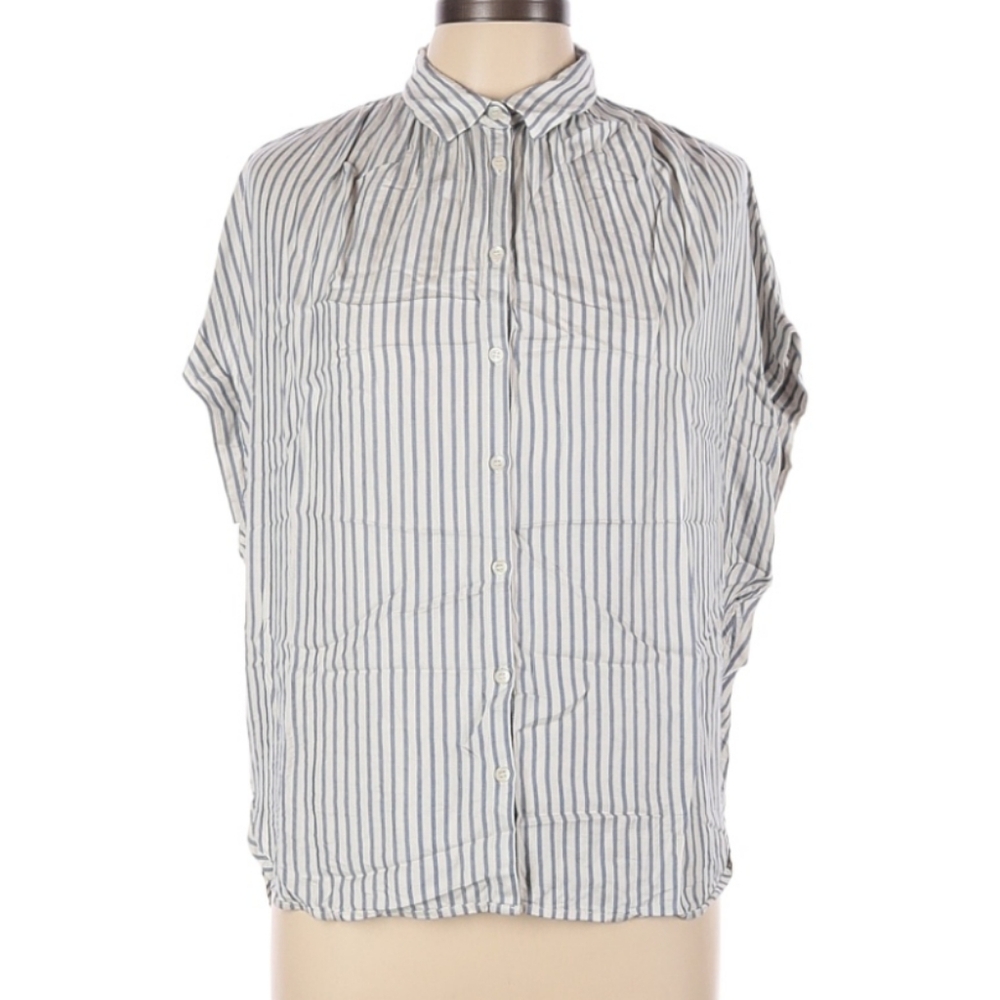 Madewell Blue and White Casual Button Down Shirt